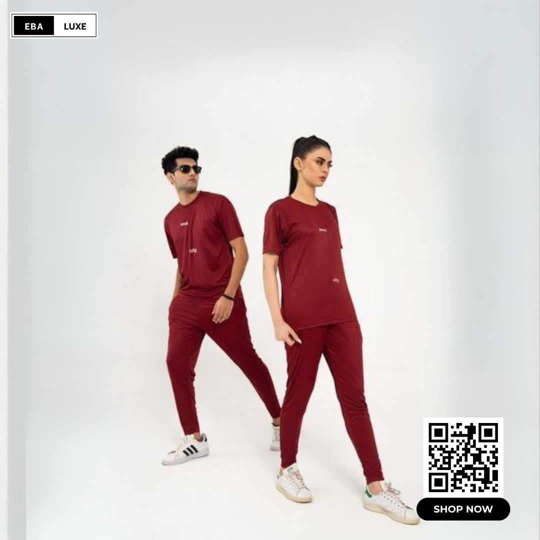 Women's Plain Stitched Tracksuit – 2-Piece Soft Polyester Casual Wear Set