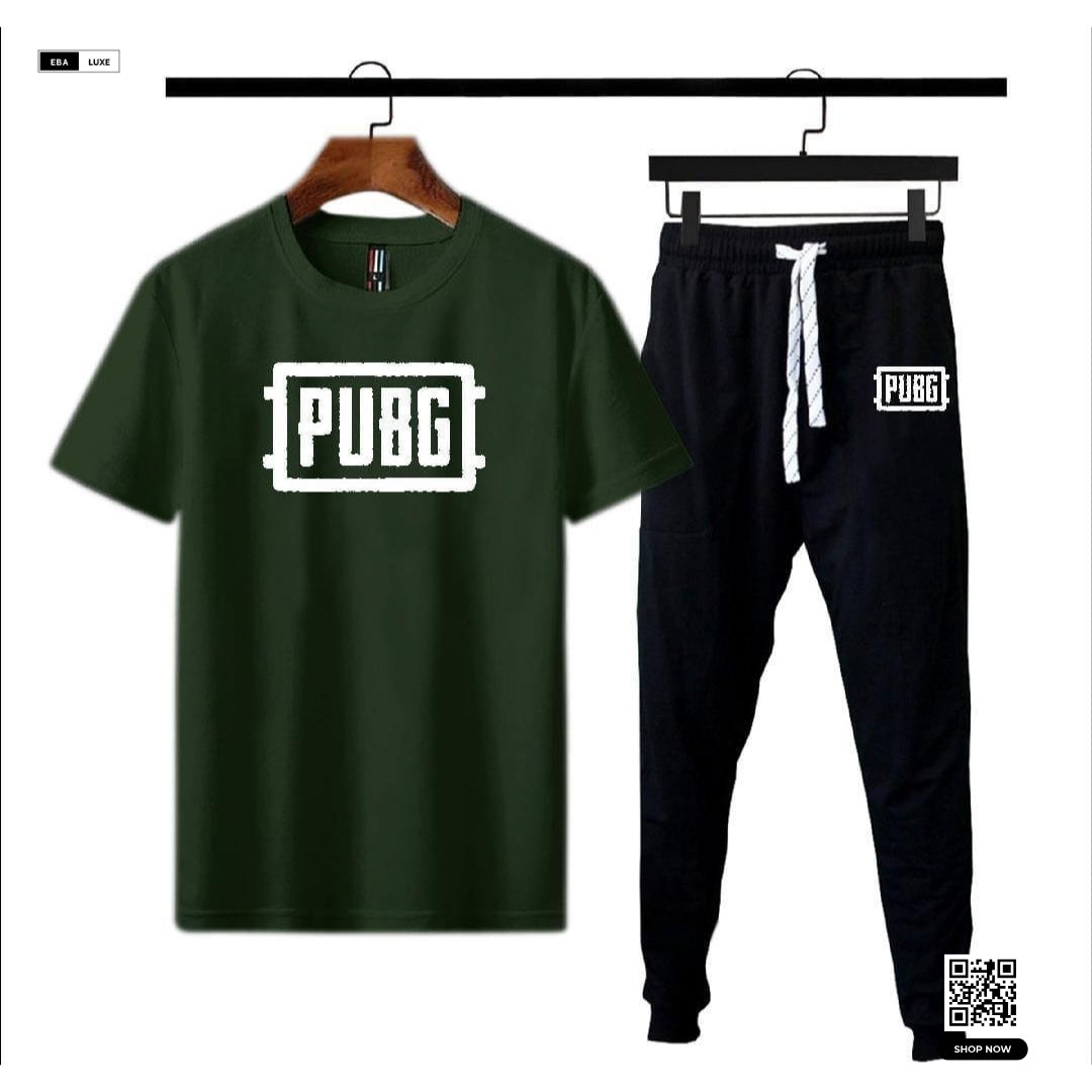 PUBG Themed Men’s Multi Colour Track Suit – Graphic Sublimation Cotton T-Shirt & Trouser