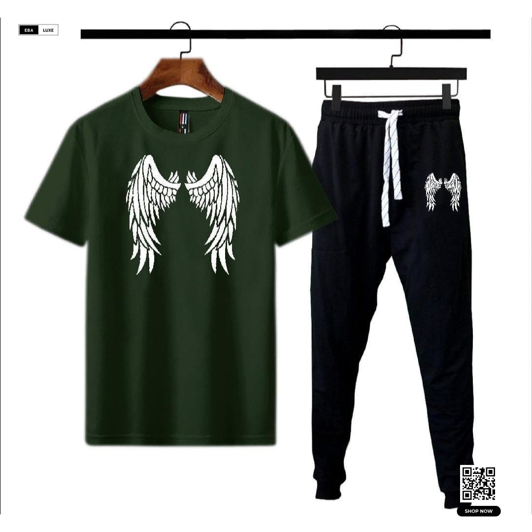 Men’s Multi-Color Eagle Wings Graphic Sublimation Cotton Track Suit – 1 Pc Set