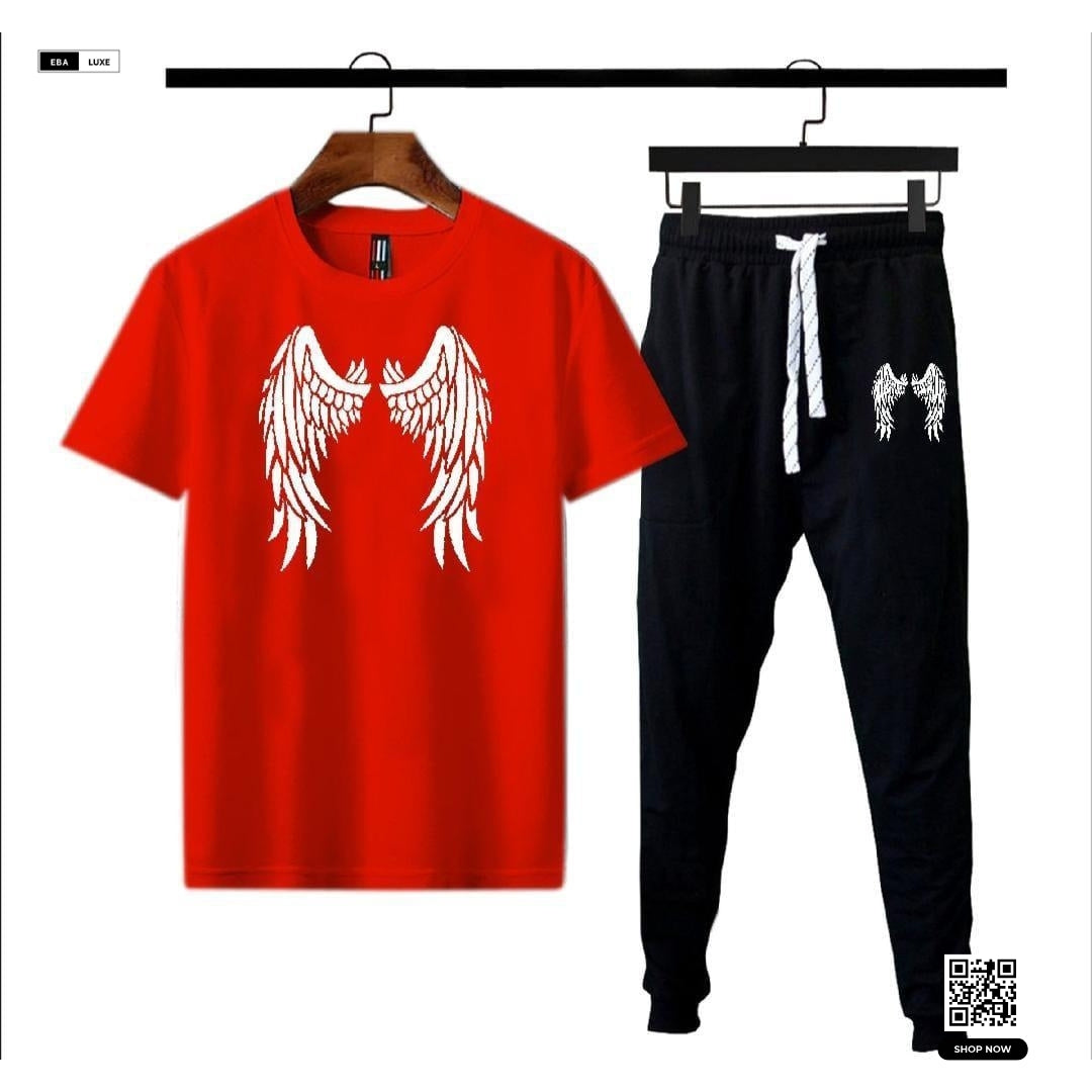 Men’s Multi-Color Eagle Wings Graphic Sublimation Cotton Track Suit – 1 Pc Set