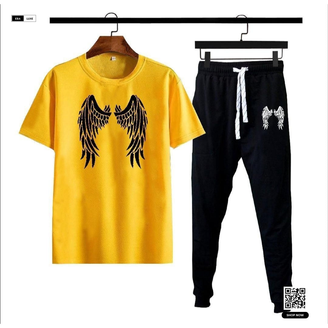 Men’s Multi-Color Eagle Wings Graphic Sublimation Cotton Track Suit – 1 Pc Set