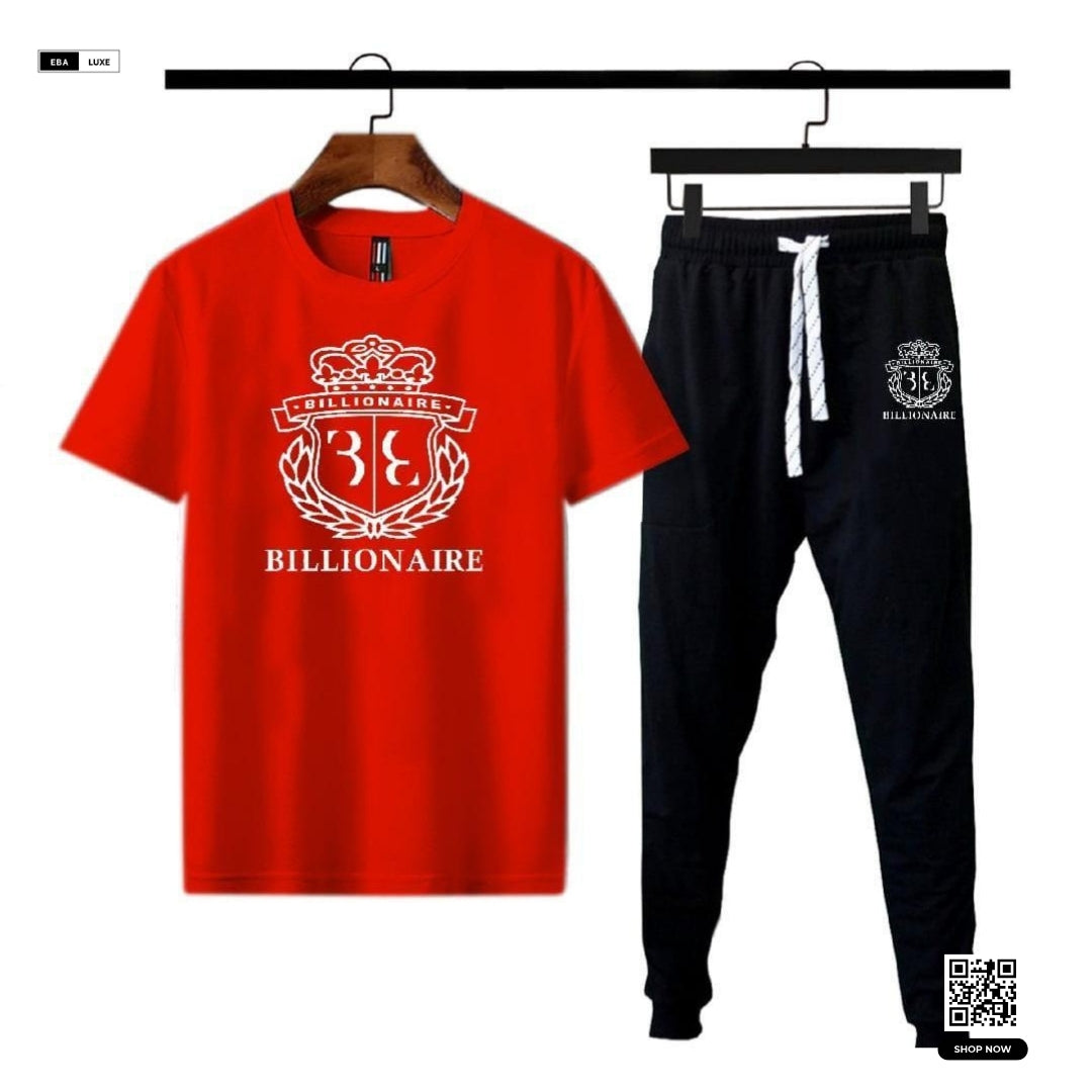 Men's Millionaire Graphic Cotton Tracksuit – Trendy Sublimation Tee & Trouser Set