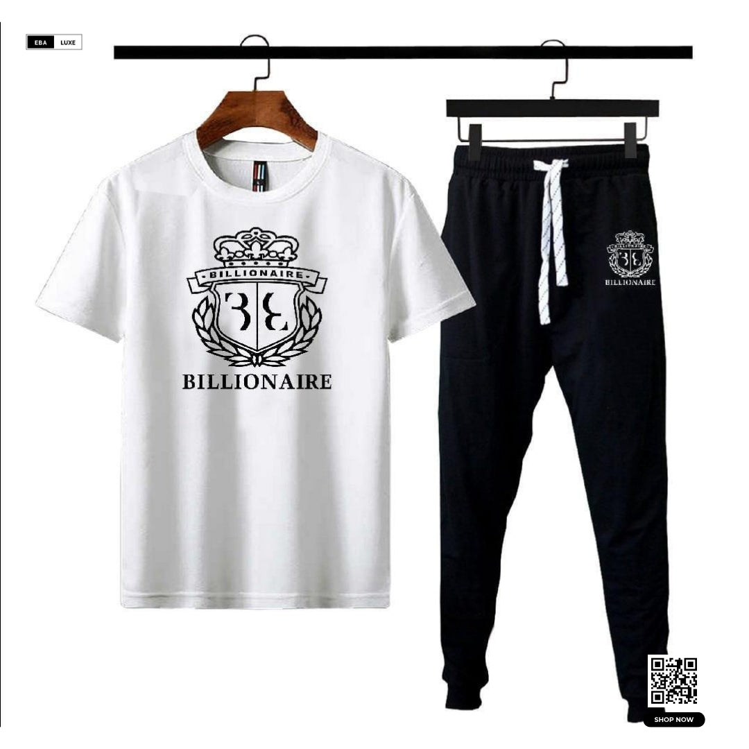 Men's Millionaire Graphic Cotton Tracksuit – Trendy Sublimation Tee & Trouser Set