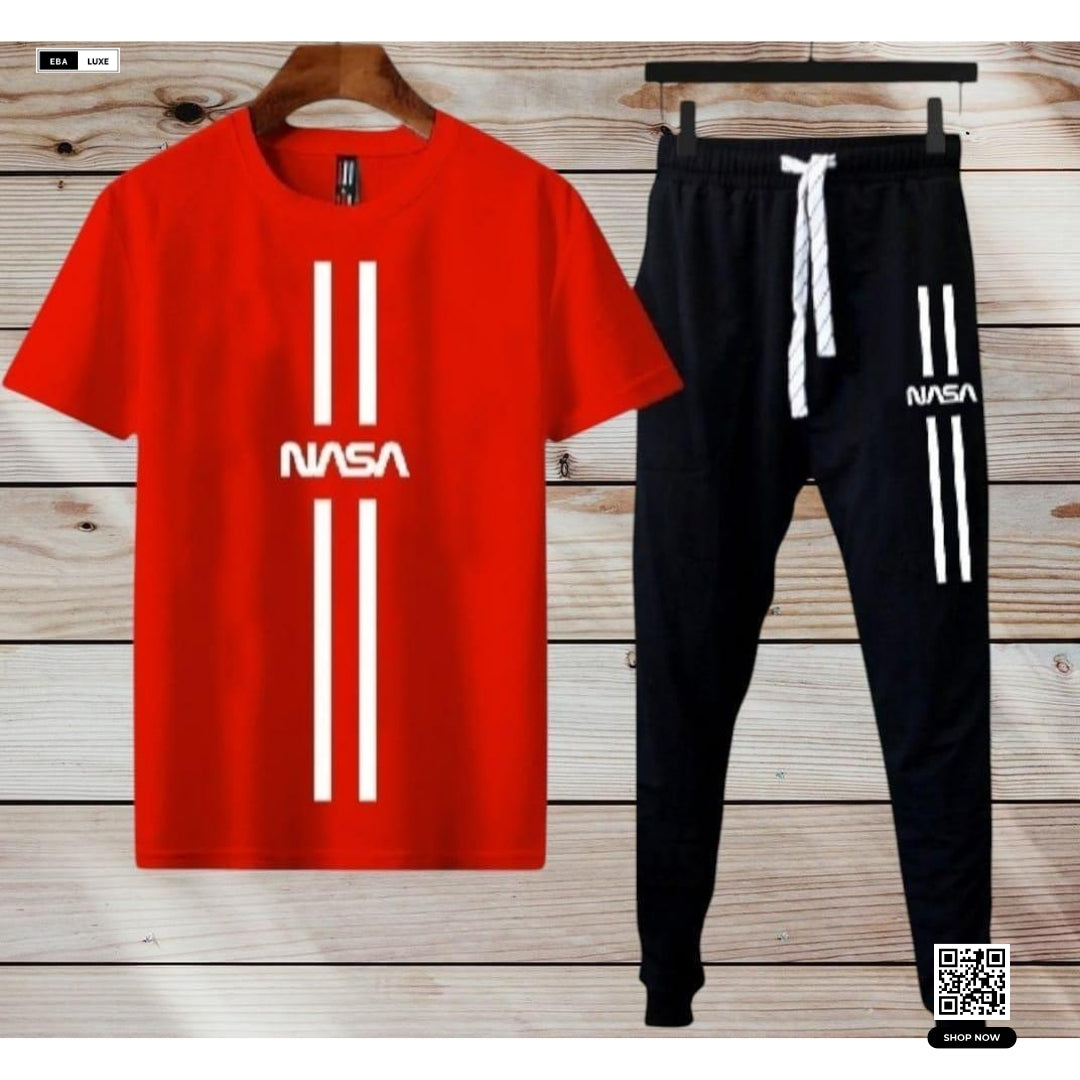 Men's Dri Fit NASA Print Track Suit – 2-Piece Multicolour Sporty & Casual Wear Set