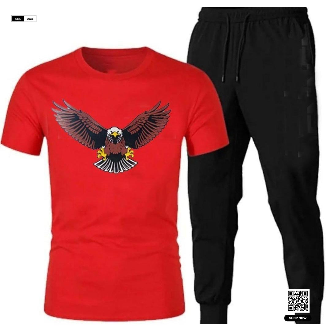 Men's Dri Fit Eagle Print Track Suit – 2-Piece Multicolour Activewear Set