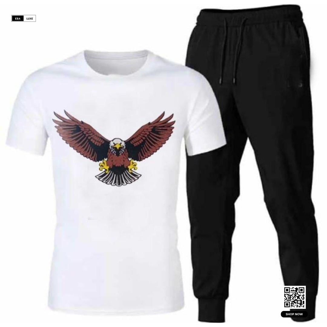Men's Dri Fit Eagle Print Track Suit – 2-Piece Multicolour Activewear Set