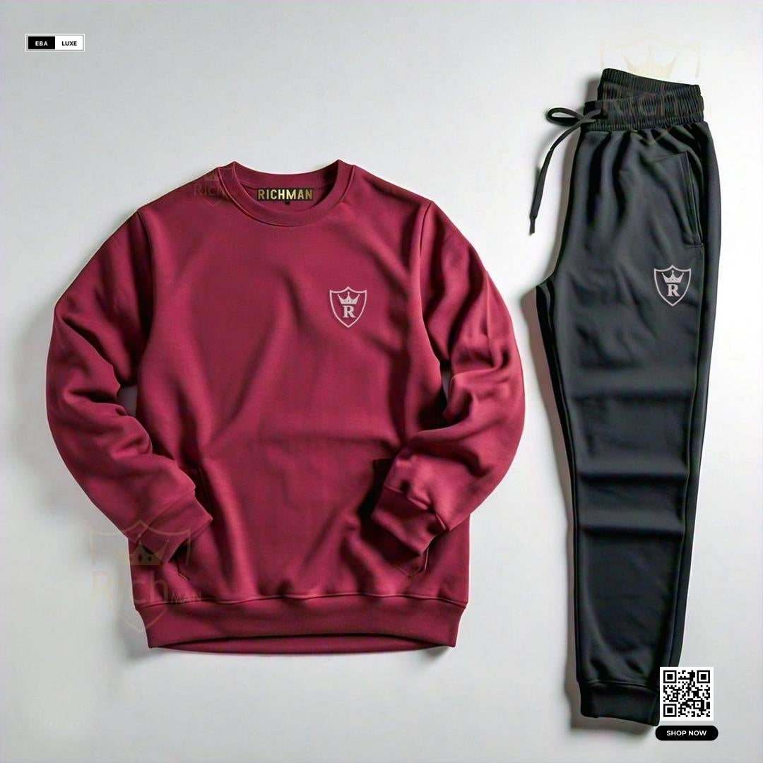Stylish Fleece Sweatshirt Tracksuit for Men & Women – Brown – 2 Pcs