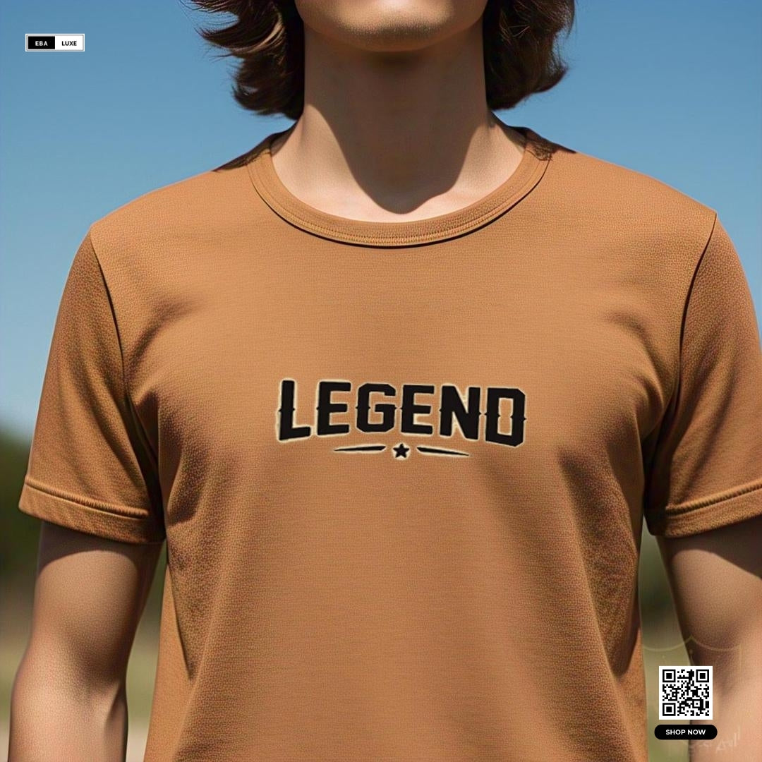 Unisex Cotton Tracksuit – Stylish "Legend" Print – Brown T-Shirt + Bottoms