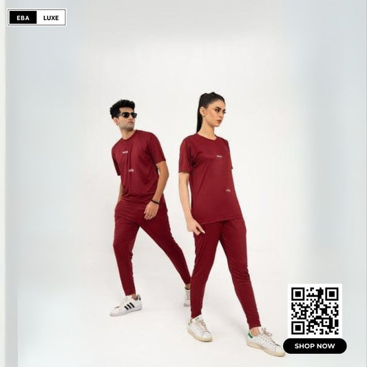 Women's Plain Stitched Tracksuit – 2-Piece Soft Polyester Casual Wear Set