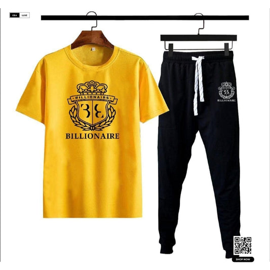 Men's Millionaire Graphic Cotton Tracksuit – Trendy Sublimation Tee & Trouser Set