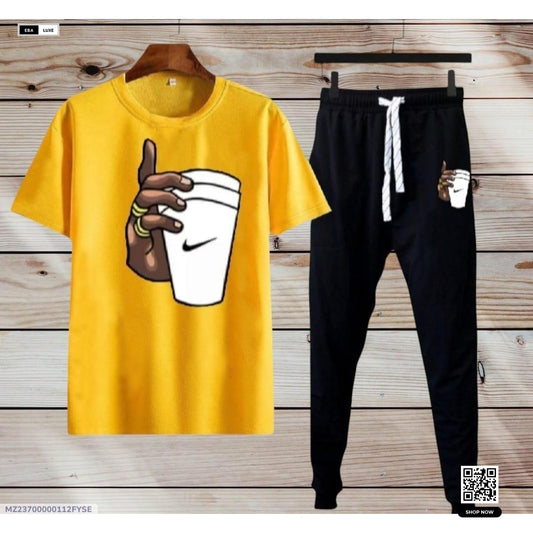 Men's Dri Fit Glass Print Track Suit – 2-Piece Multicolour Gym & Casual Wear Set