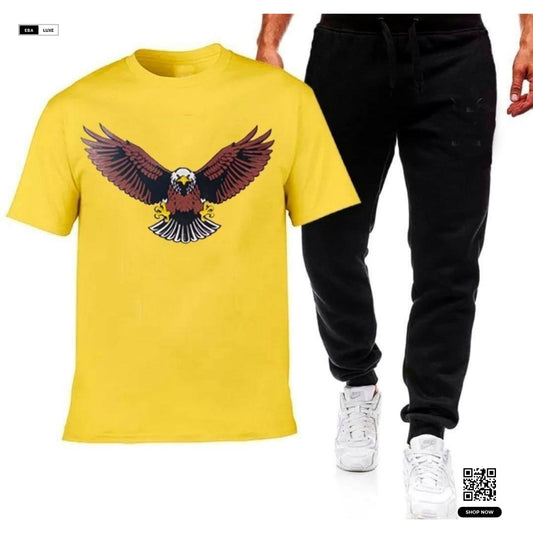 Men's Dri Fit Eagle Print Track Suit – 2-Piece Multicolour Activewear Set