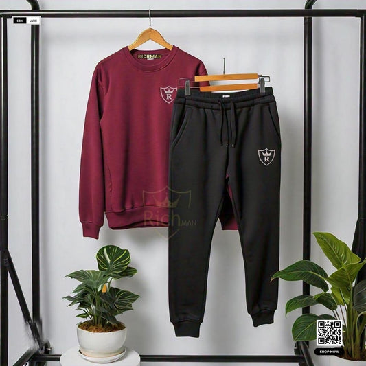Stylish Fleece Sweatshirt Tracksuit for Men & Women – Brown – 2 Pcs