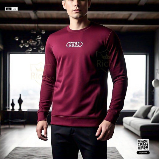 Unisex Fleece Tracksuit – Plain Sweatshirt & Trouser Set (Maroon/Black)